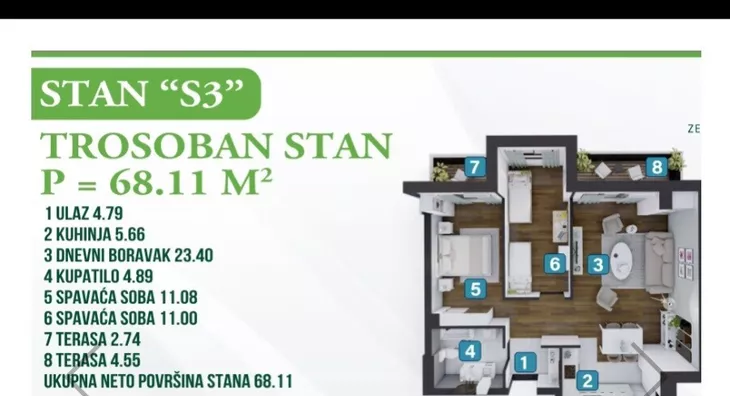 Trosoban stan | 4zida