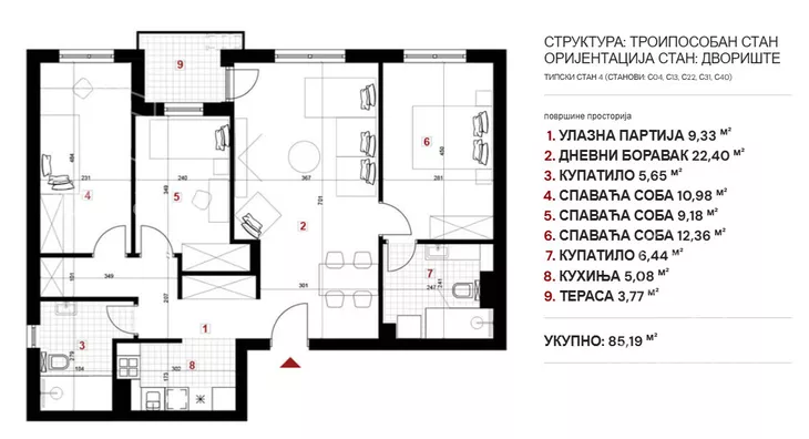 Troiposoban stan | 4zida