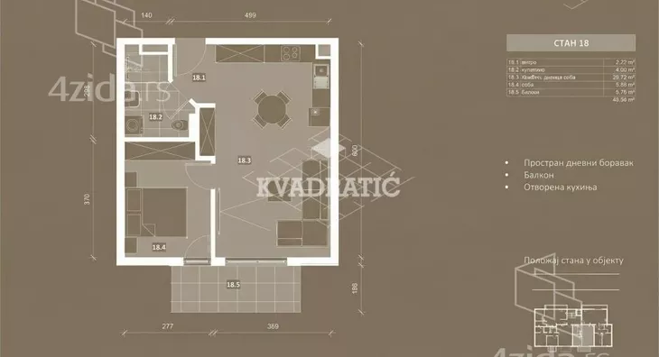 Jednoiposoban stan | 4zida