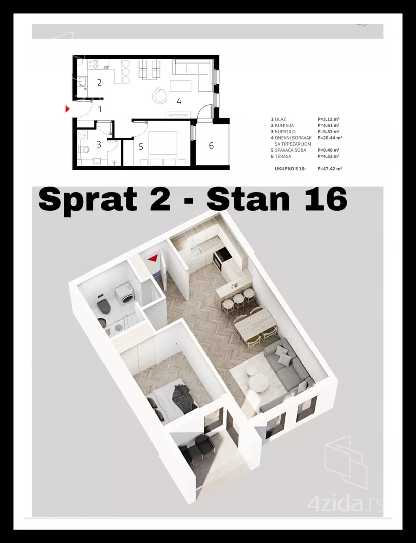 Jednoiposoban stan | 4zida