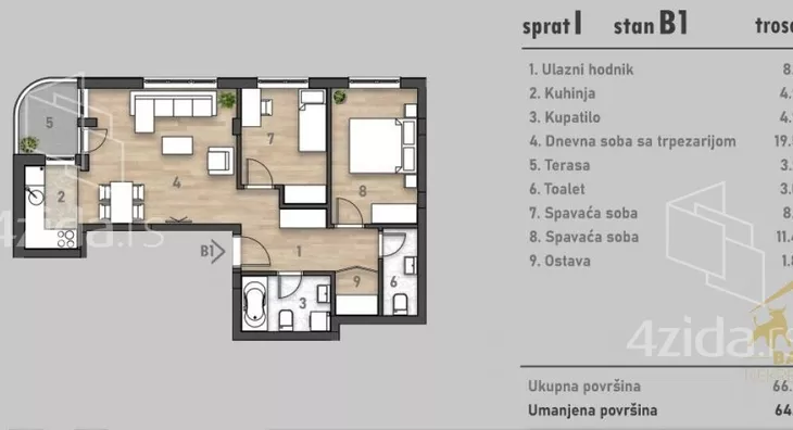 Trosoban stan | 4zida