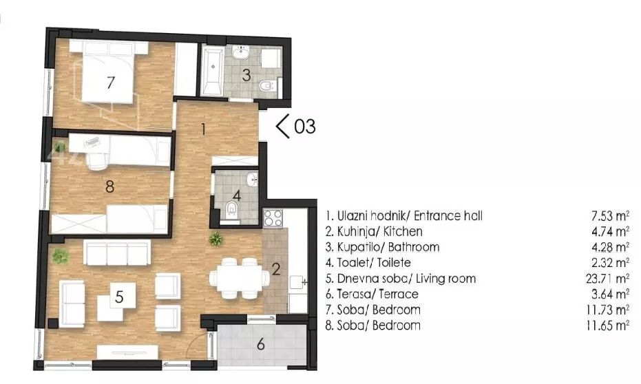 Trosoban stan | 4zida