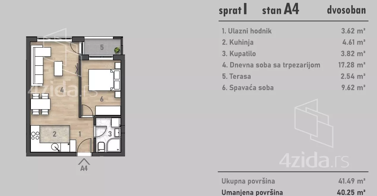 Dvosoban stan | 4zida