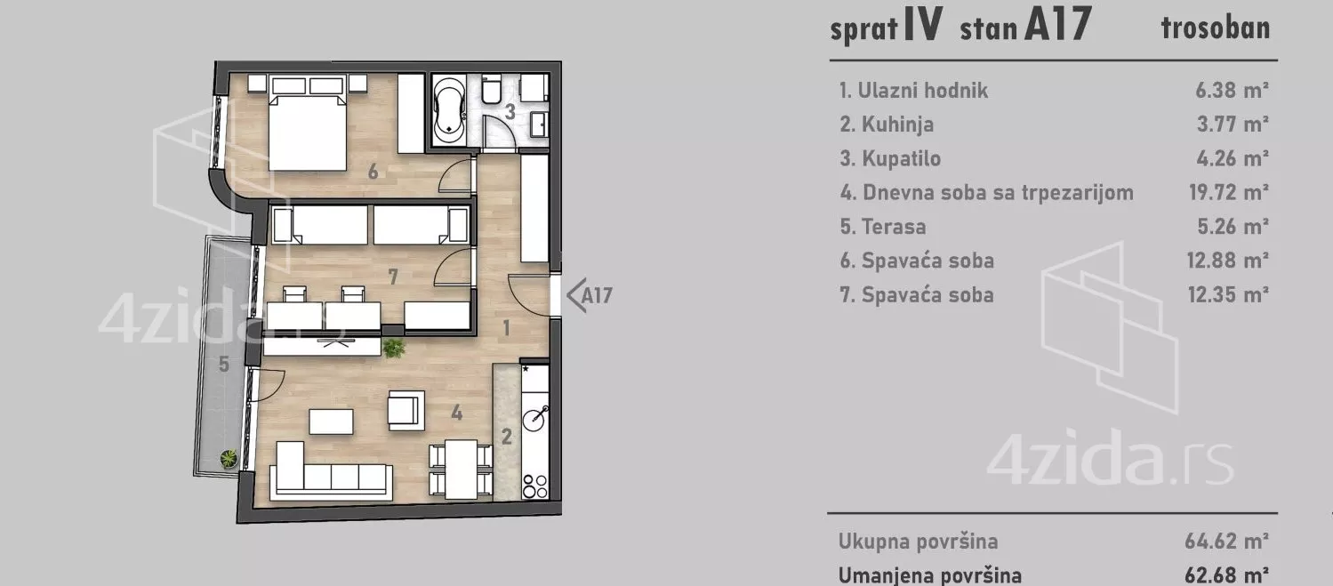 Trosoban stan | 4zida