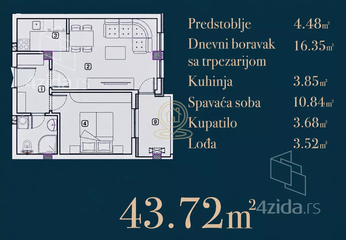 Jednoiposoban stan | 4zida