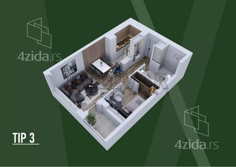 Jednoiposoban stan | 4zida