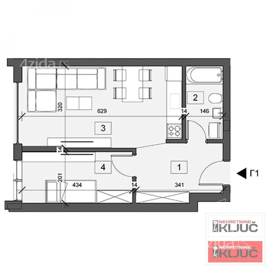 Jednoiposoban stan | 4zida
