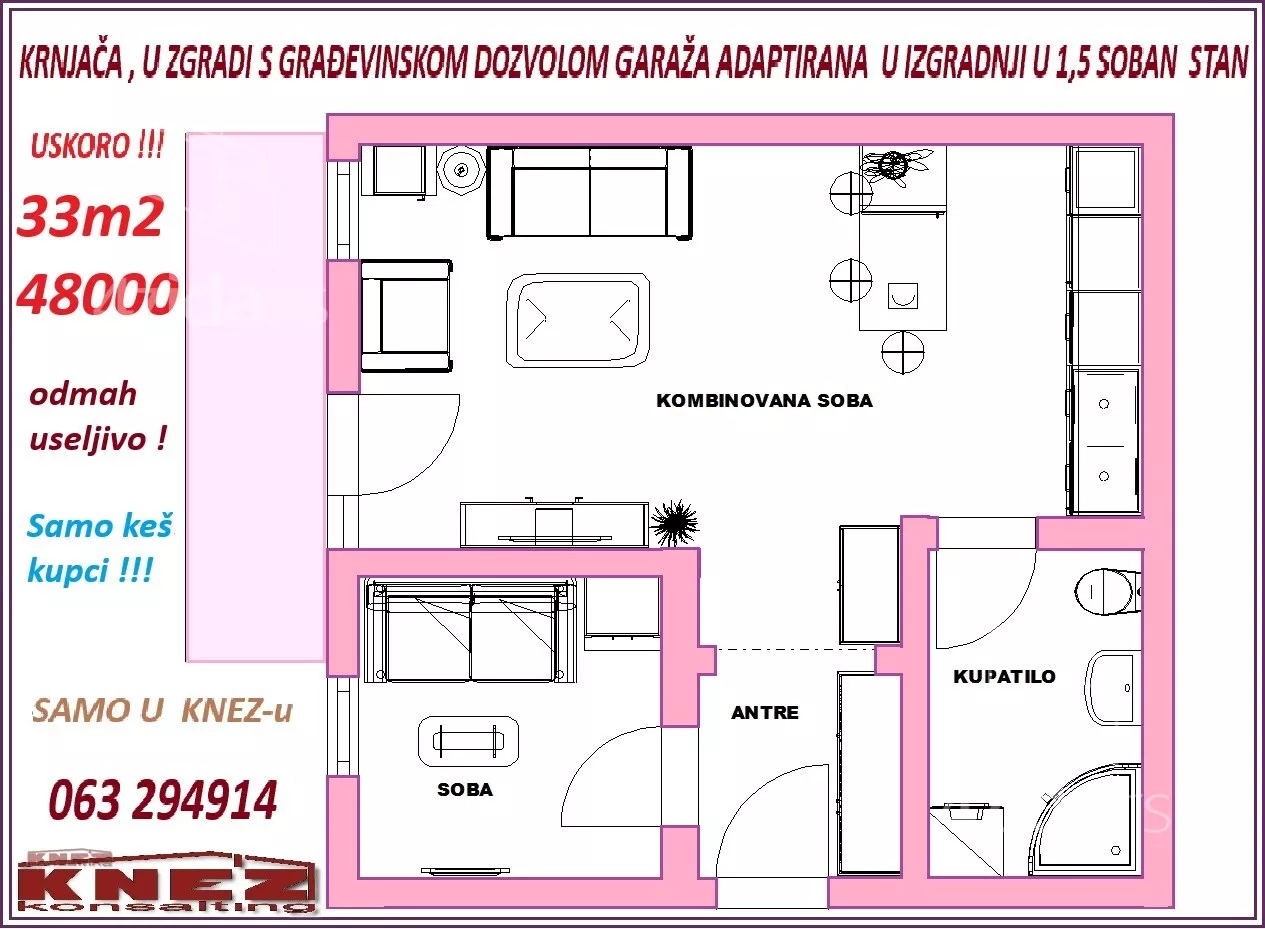 Jednoiposoban stan | 4zida