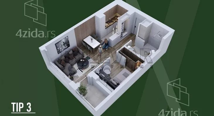 Jednoiposoban stan | 4zida