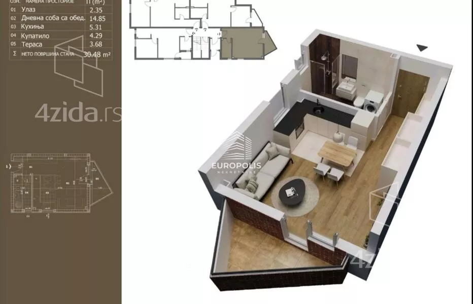 Jednosoban stan | 4zida