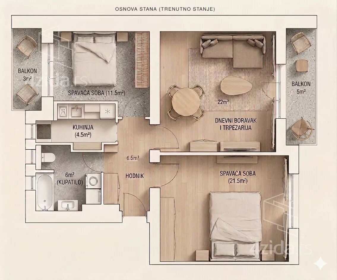 Trosoban stan | 4zida