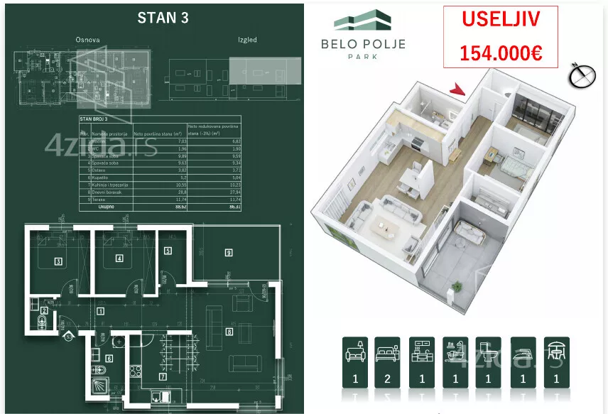 Trosoban stan | 4zida