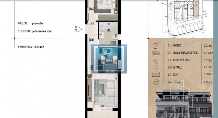 Jednosoban stan | 4zida