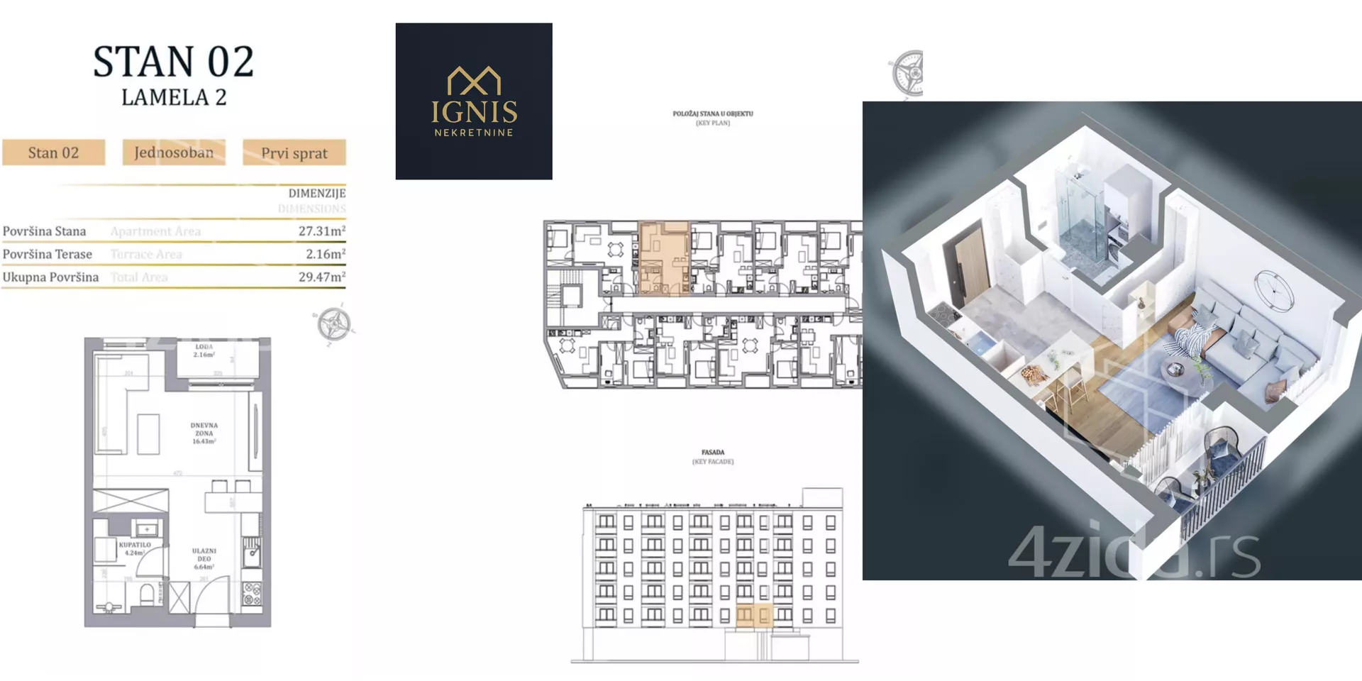 Jednosoban stan | 4zida