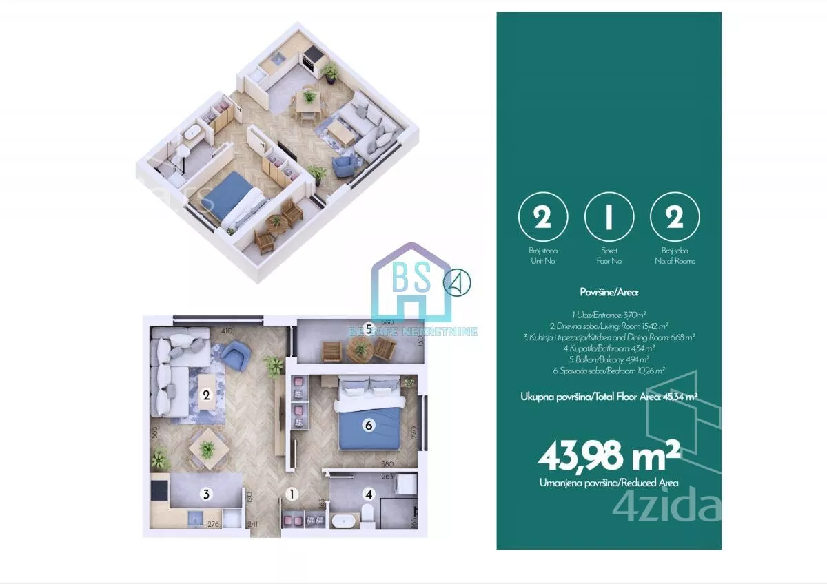 Jednoiposoban stan | 4zida