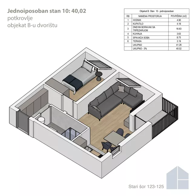 Jednoiposoban stan | 4zida