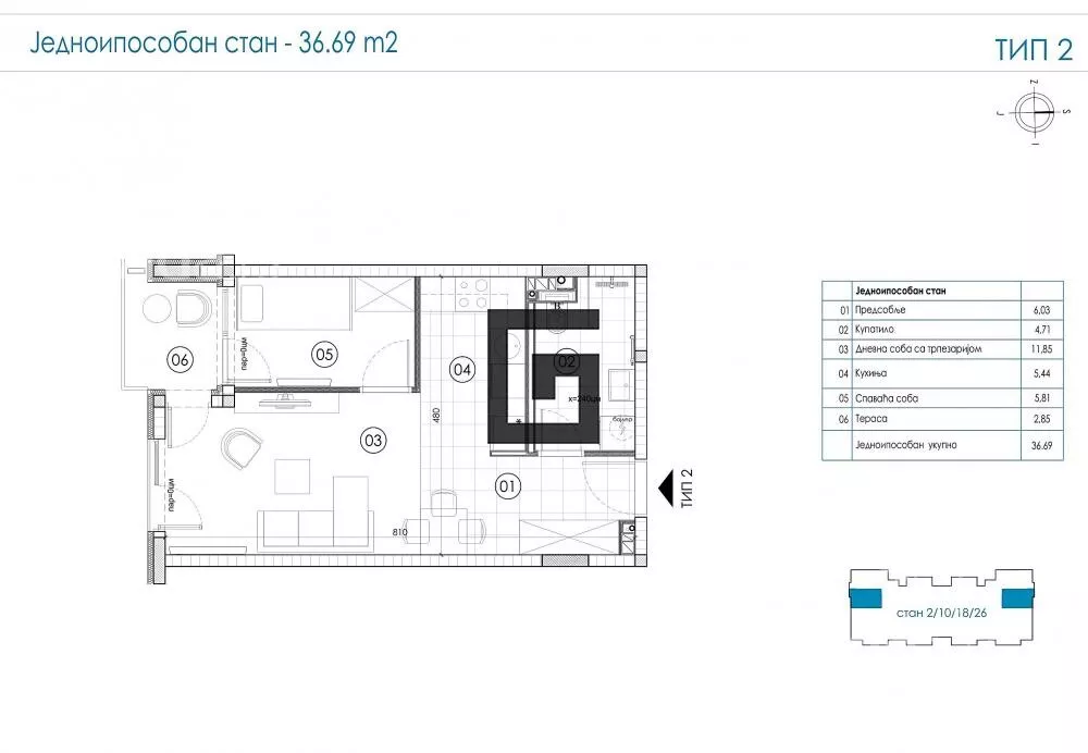 Jednoiposoban stan | 4zida