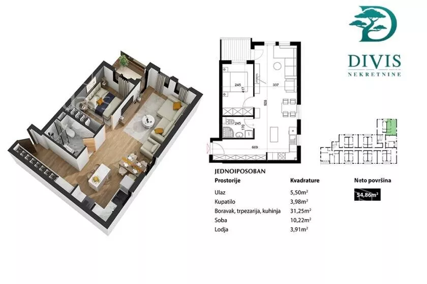 Jednoiposoban stan | 4zida