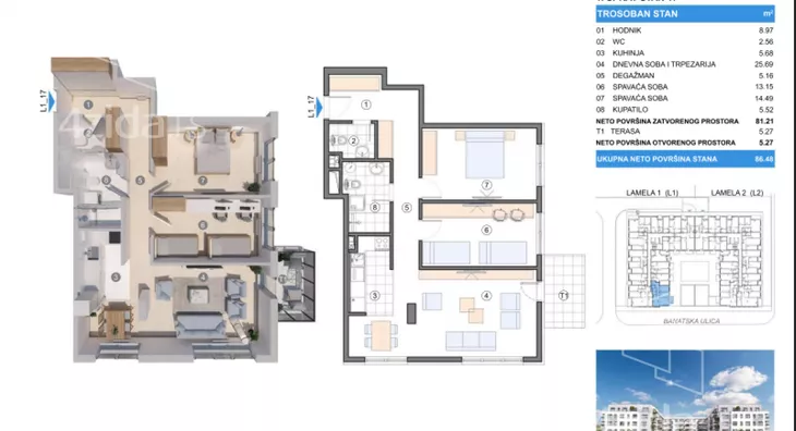 Trosoban stan | 4zida