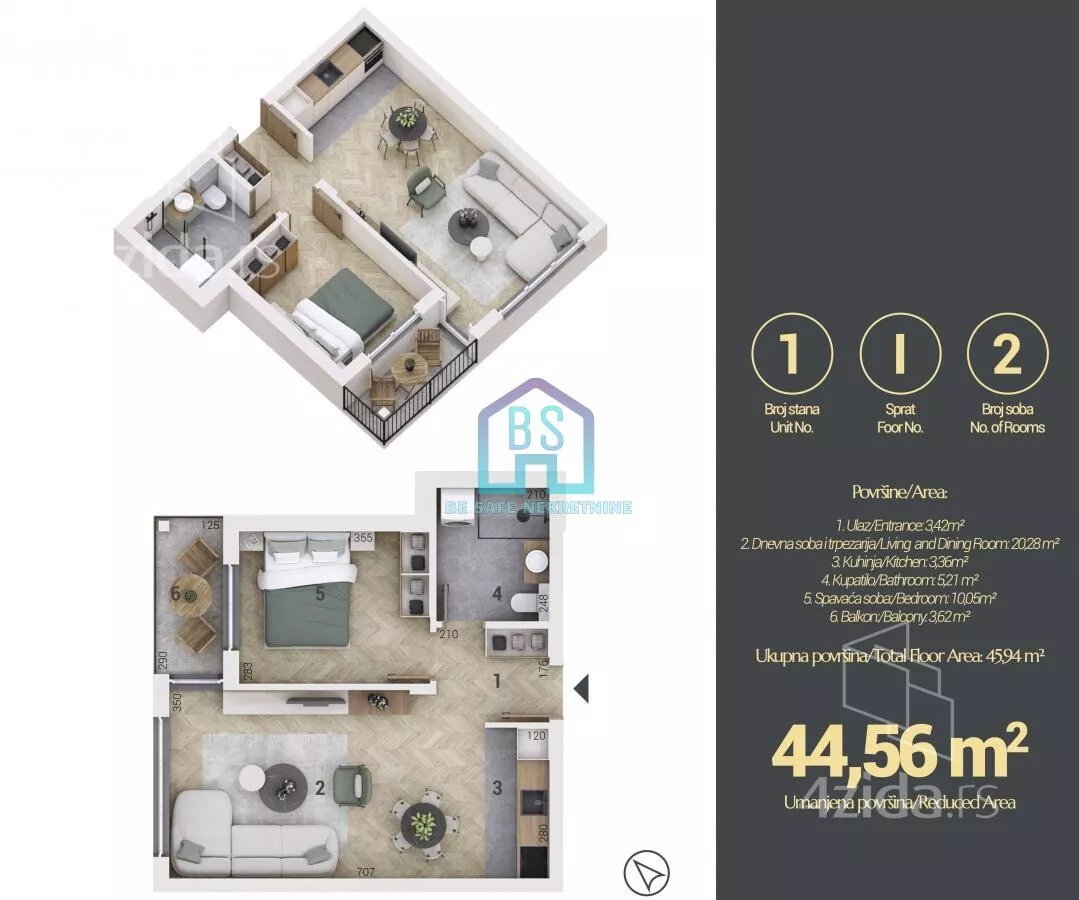 Jednoiposoban stan | 4zida