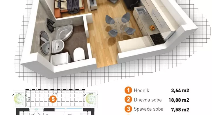 Jednosoban stan | 4zida