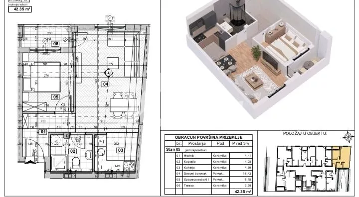 Jednoiposoban stan | 4zida
