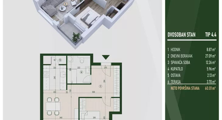 Dvosoban stan | 4zida