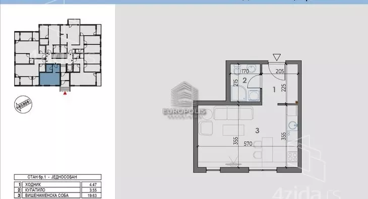 Jednosoban stan | 4zida