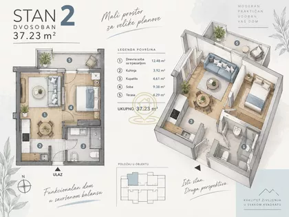 Stan na prodaju · 37 m² · Slana Bara, Gradske lokacije, Novi Sad