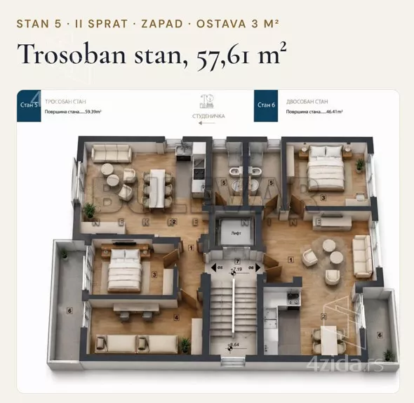 Trosoban stan | 4zida