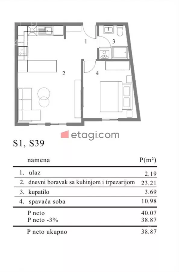 Jednoiposoban stan | 4zida