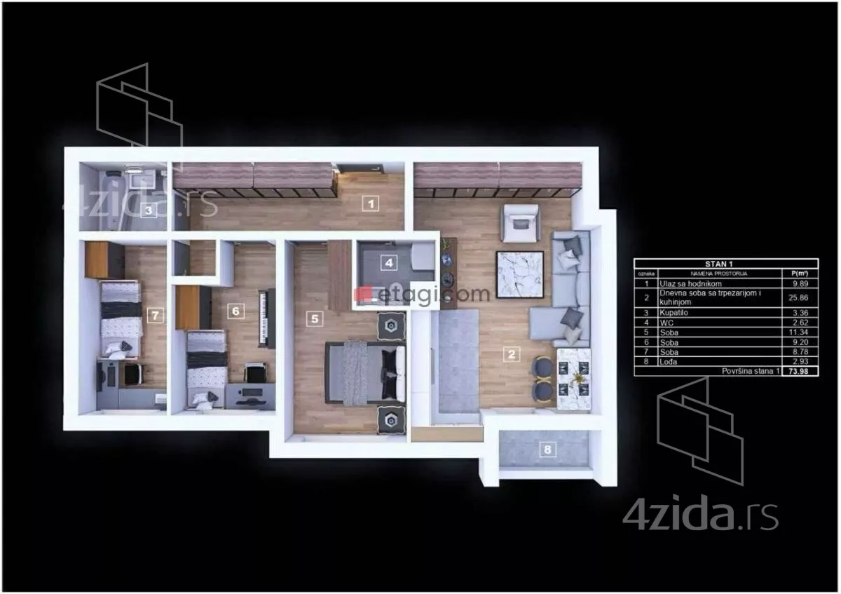 Trosoban stan | 4zida