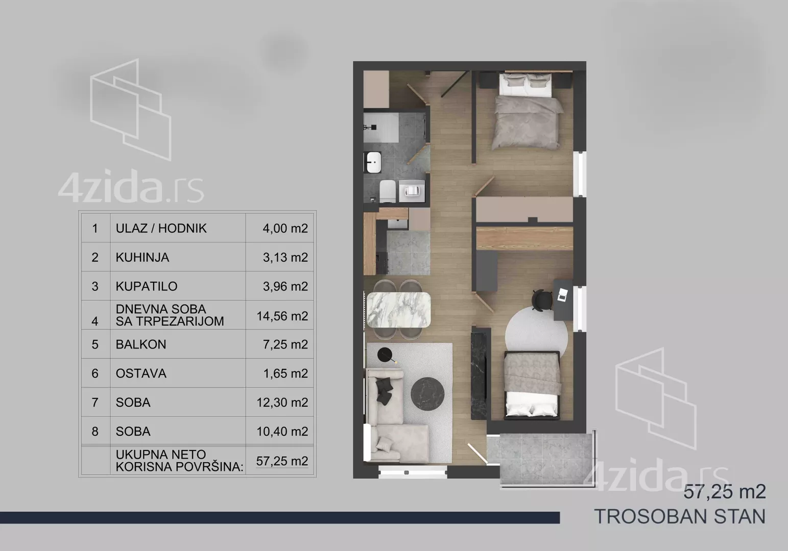 Trosoban stan | 4zida