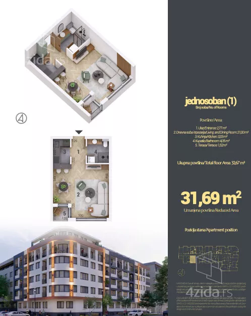 Jednosoban stan | 4zida