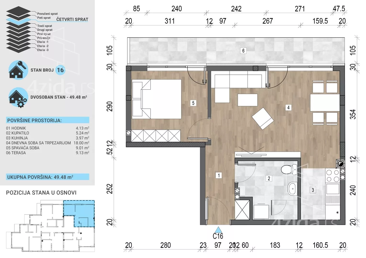 Dvosoban stan | 4zida