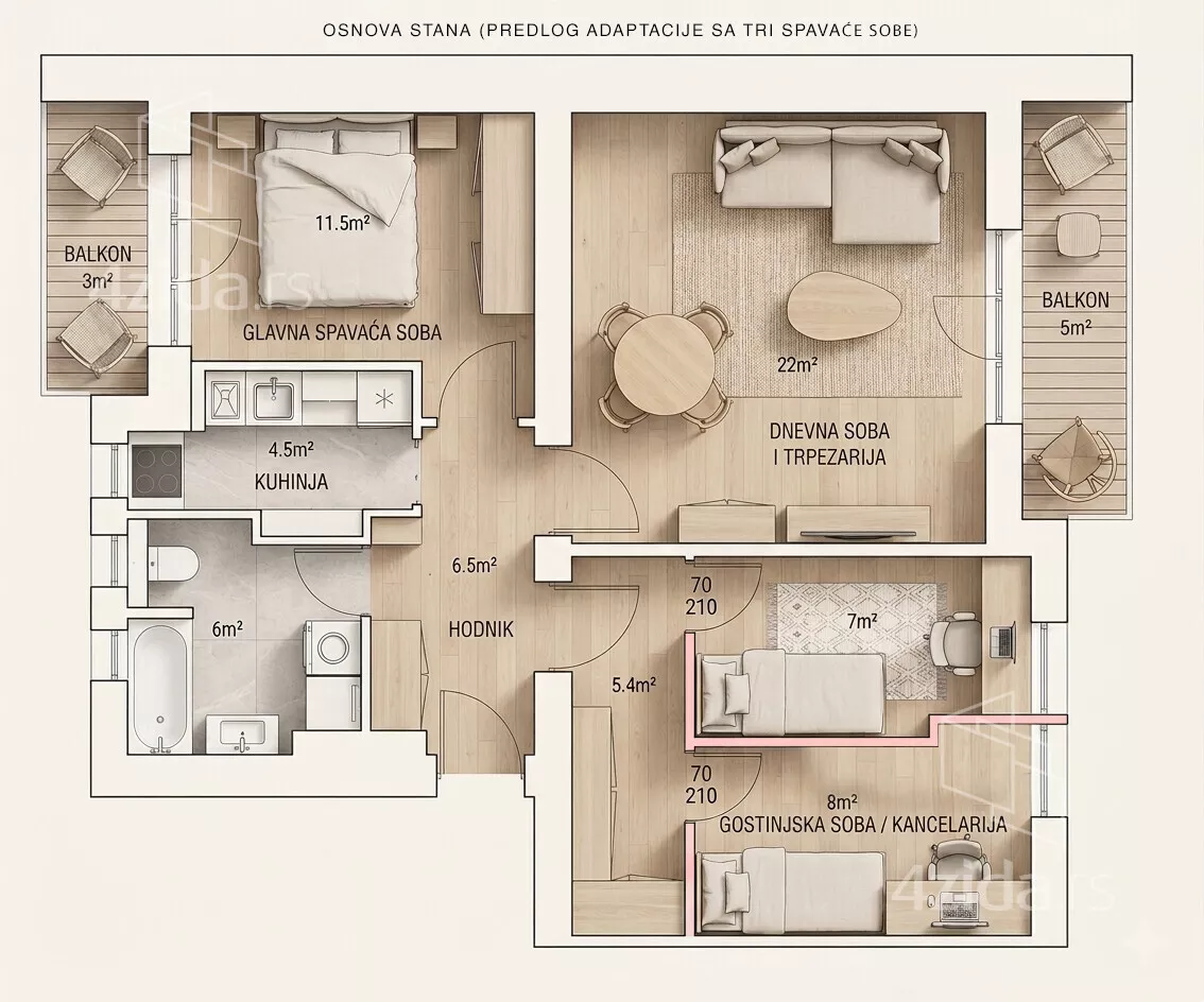 Trosoban stan | 4zida