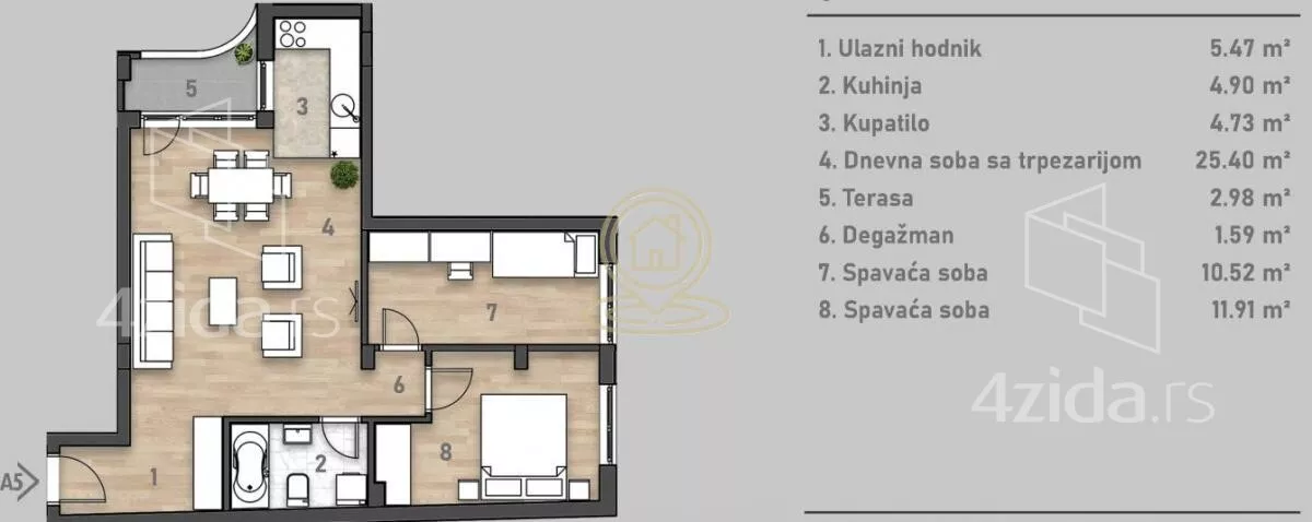 Trosoban stan | 4zida