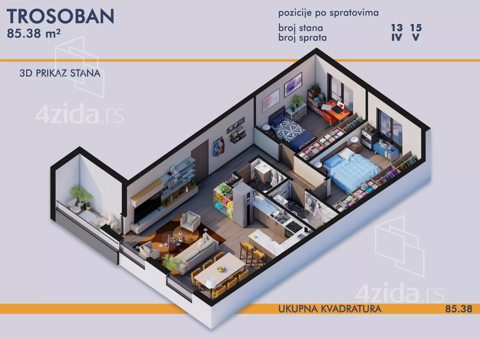 Trosoban stan | 4zida