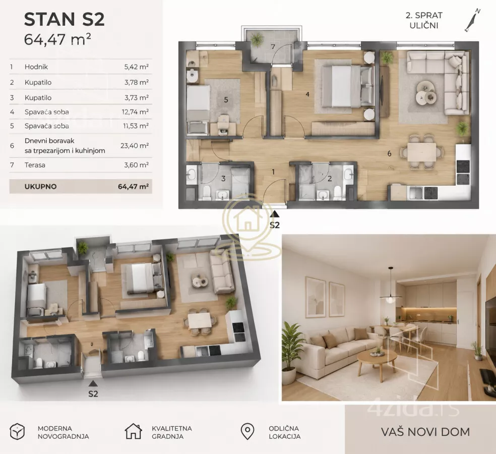 Trosoban stan | 4zida