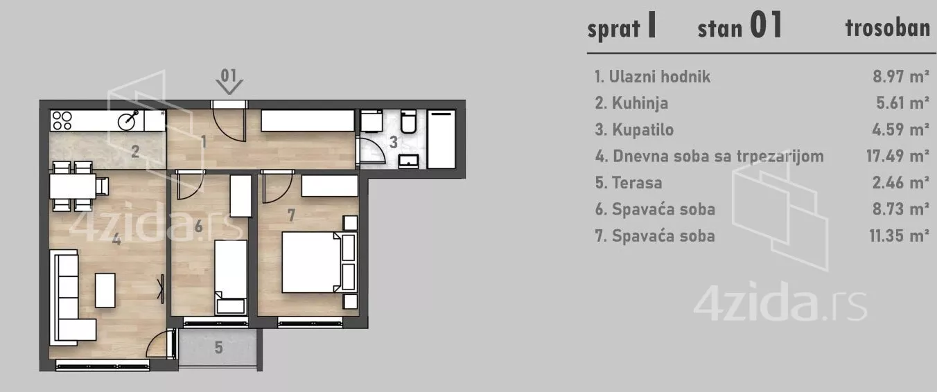 Trosoban stan | 4zida