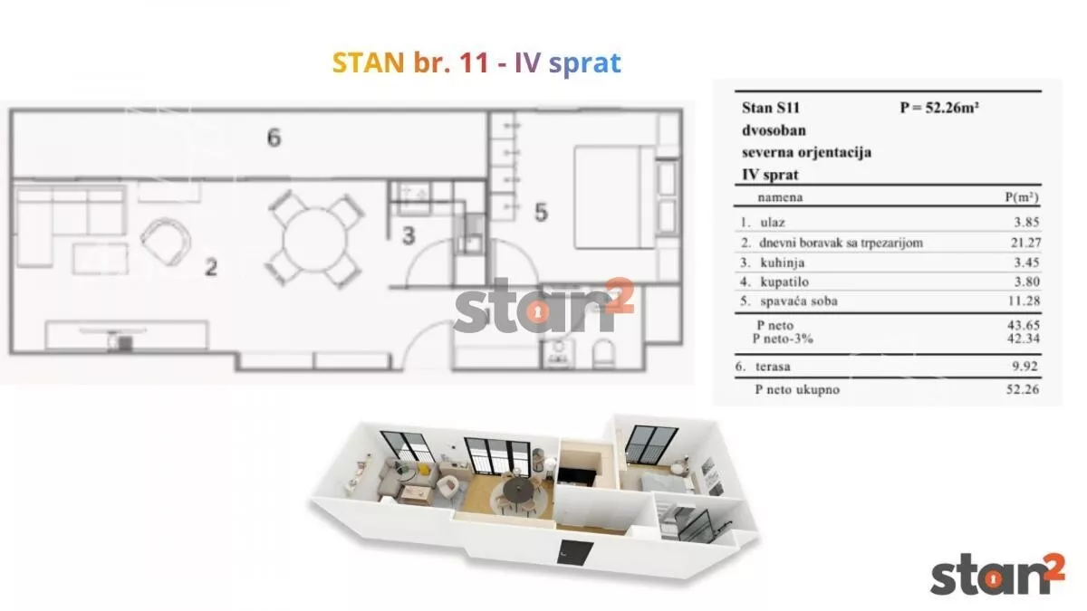 Jednoiposoban stan | 4zida