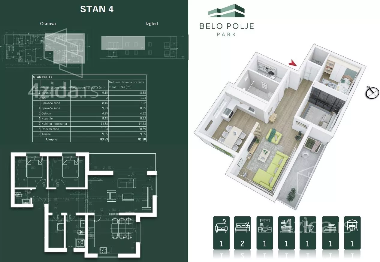 Trosoban stan | 4zida