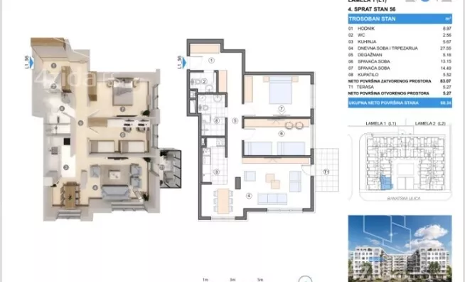 Trosoban stan | 4zida