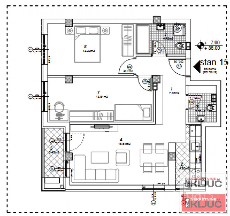 Apartament 1 camere, 70 m²