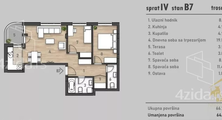 Trosoban stan | 4zida