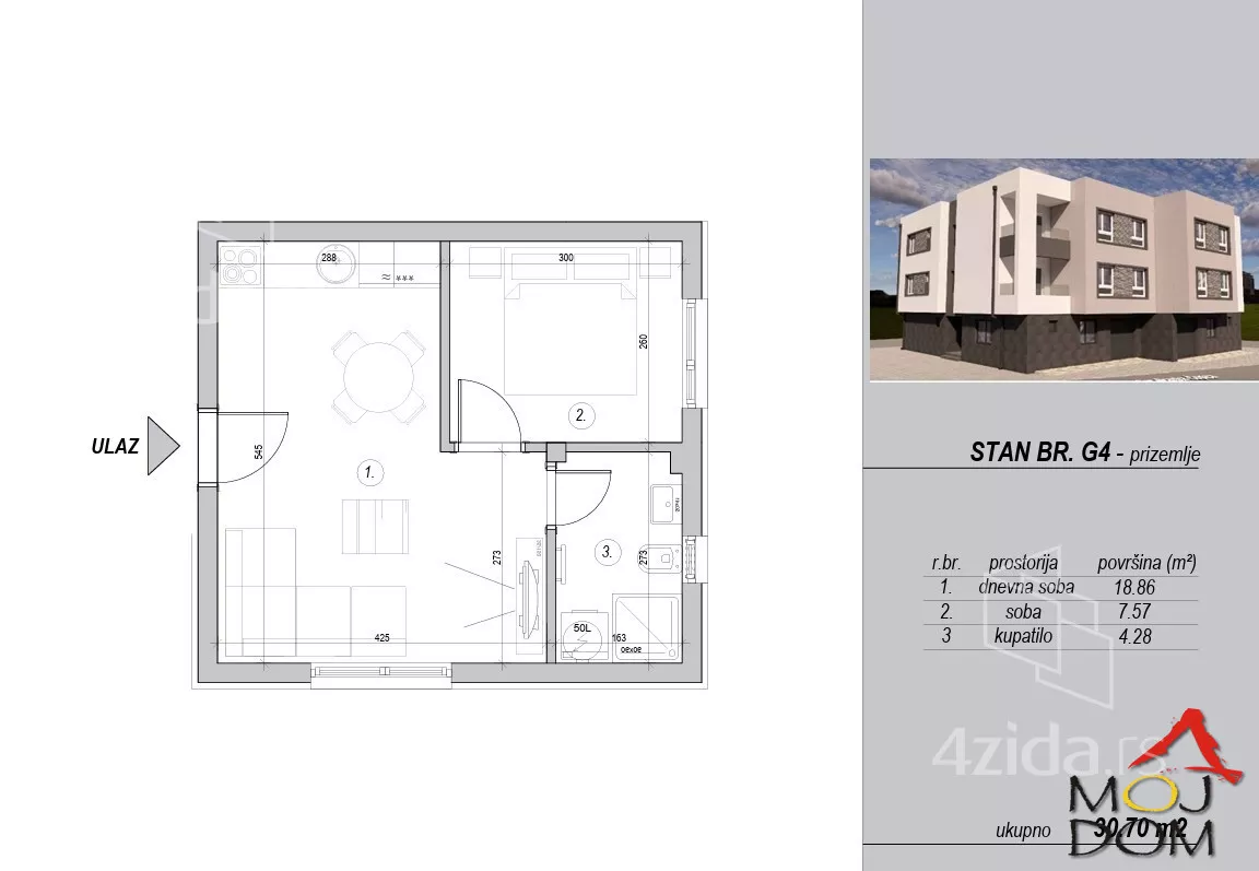 Jednoiposoban stan | 4zida