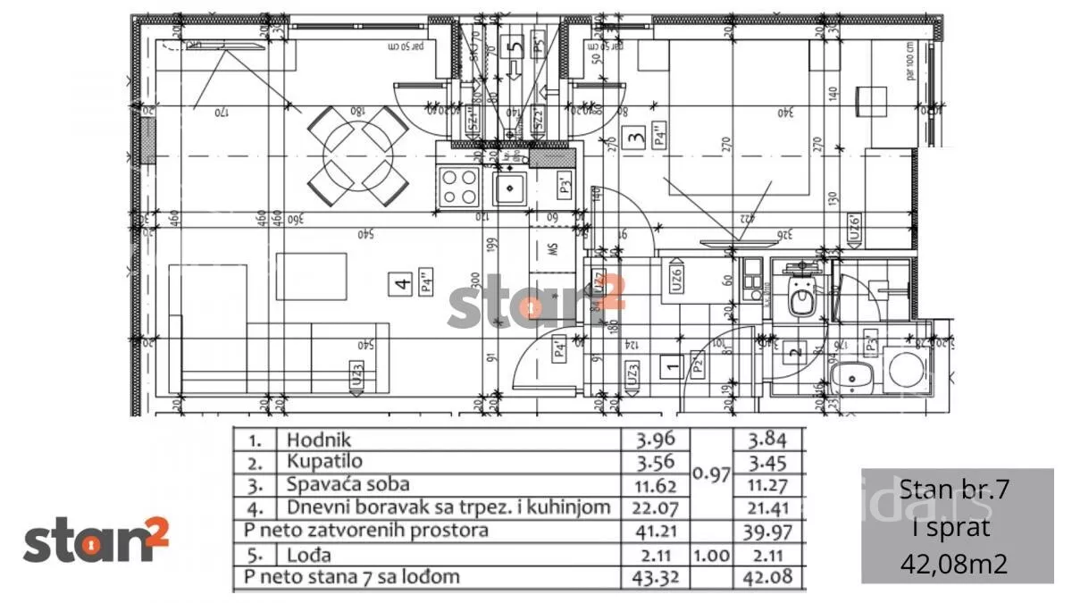 Jednoiposoban stan | 4zida
