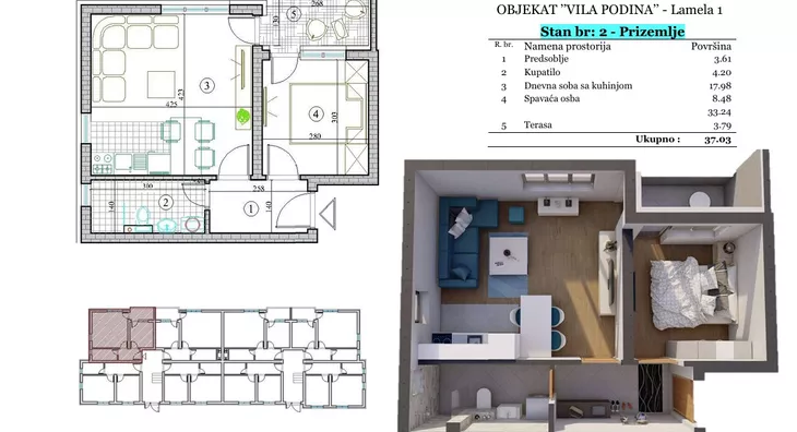 Jednoiposoban stan | 4zida