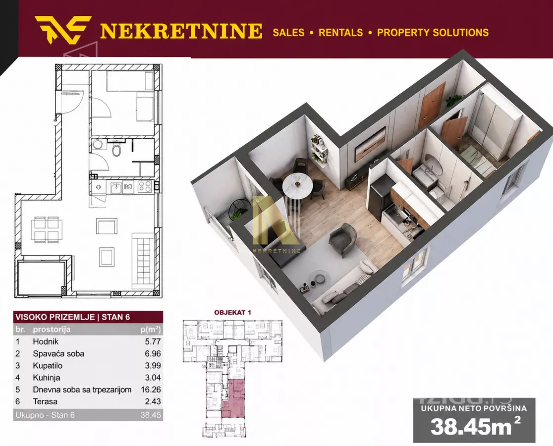 Jednoiposoban stan | 4zida