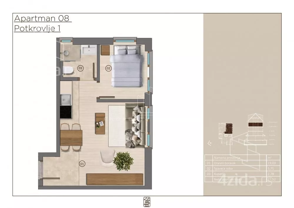 Jednoiposoban stan | 4zida